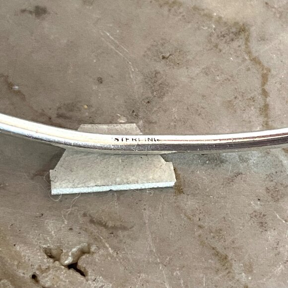 Vintage Sterling Silver 925 7MM Bead Ball Oval Cuff Bracelet Sz 7" - Picture 8 of 16